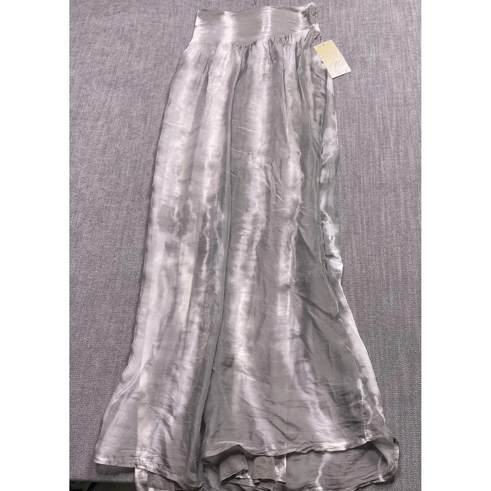 Melissa Summer Pants Womens One Size Gray Tie Dye Silk High Waist Wide Leg